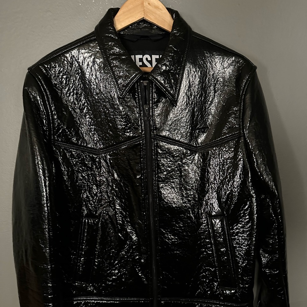 DIESEL VEGAN PATENT LEATHER JACKET